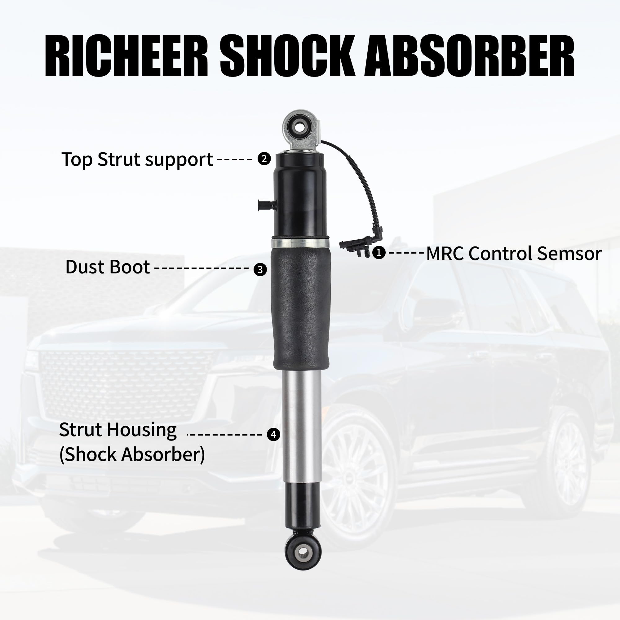 Richeer rear-strut shock absorber for Yukon XL supports heavy loads with steady handling