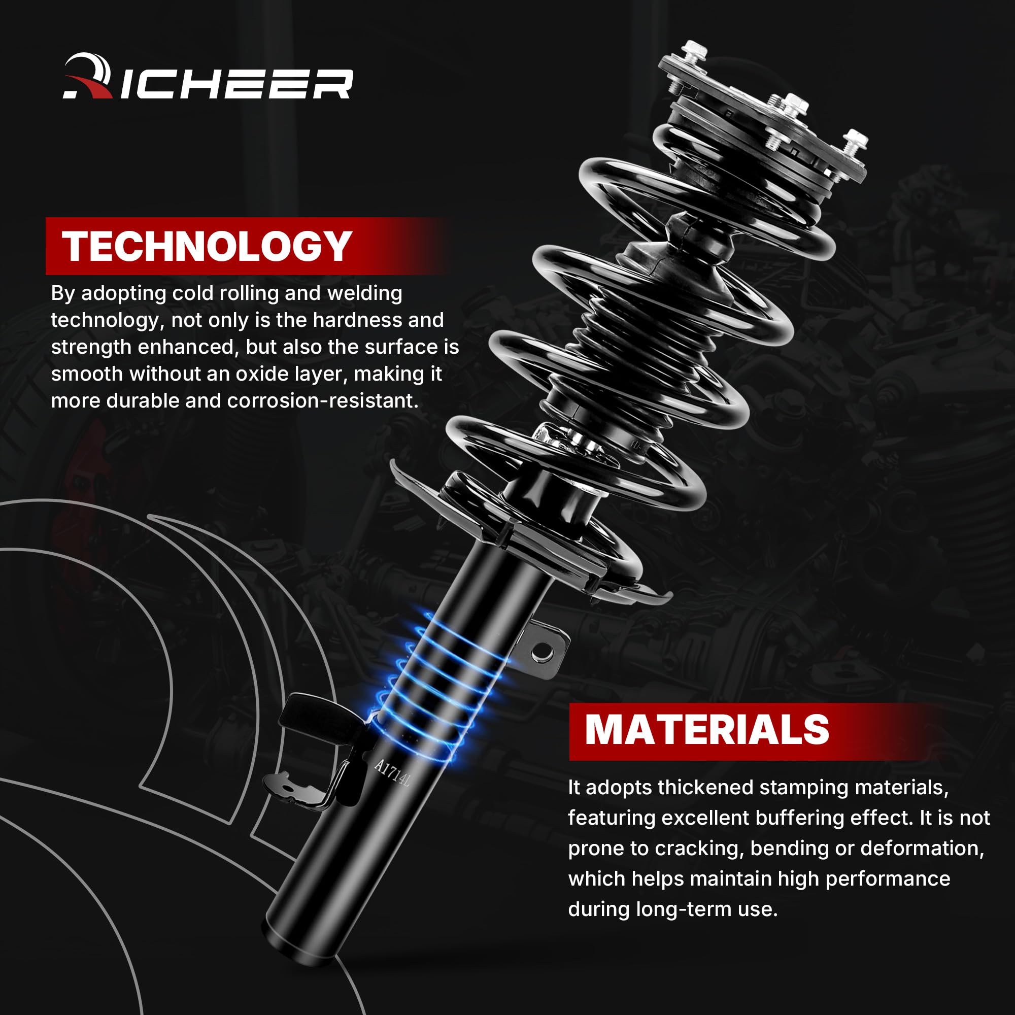 Richeer coil spring detail highlighting strong stiffness and durability during use