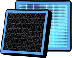 RICHWEI cabin air filter with activated carbon close-up shows filtration media.