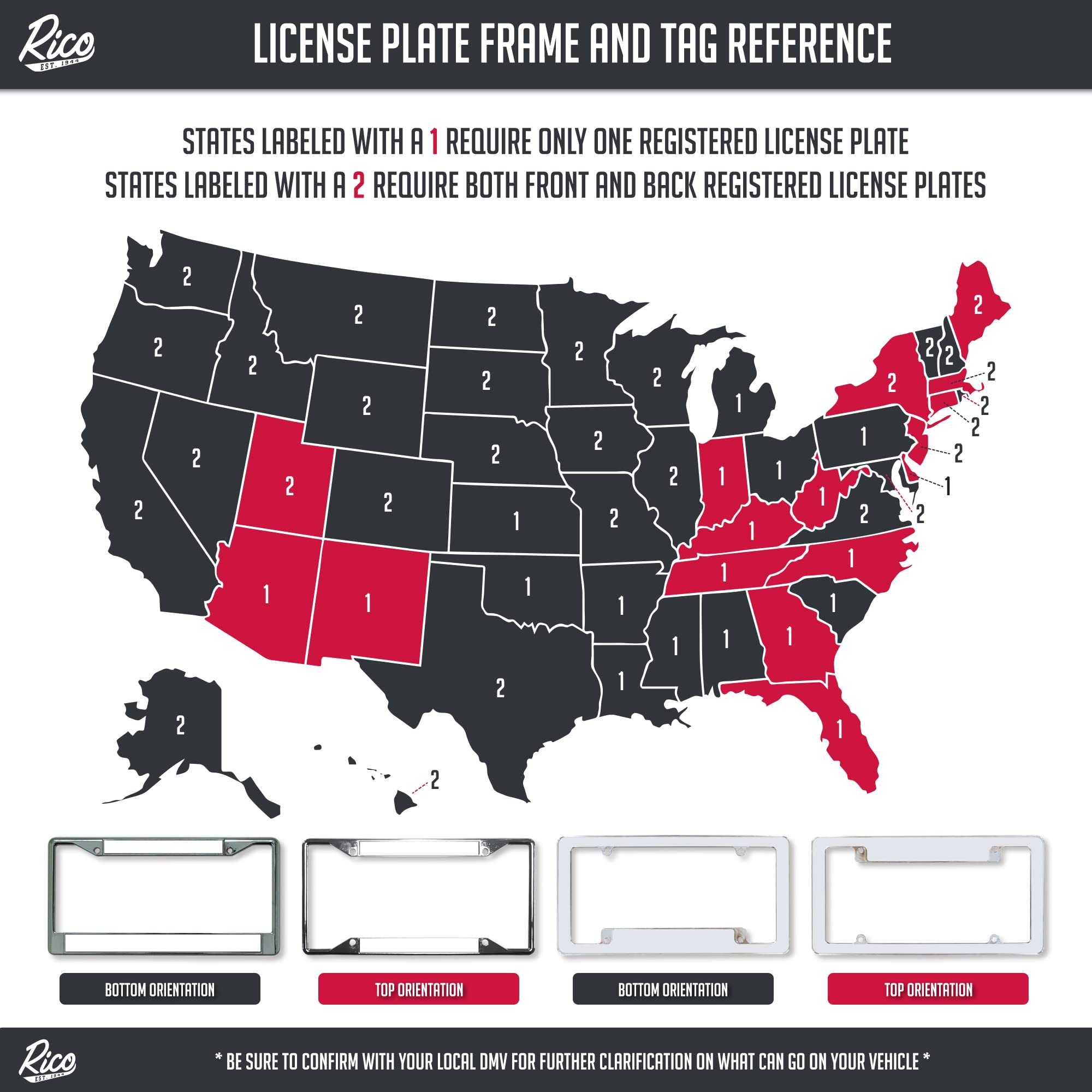 Stainless steel license frame shown on a truck for long-lasting shine