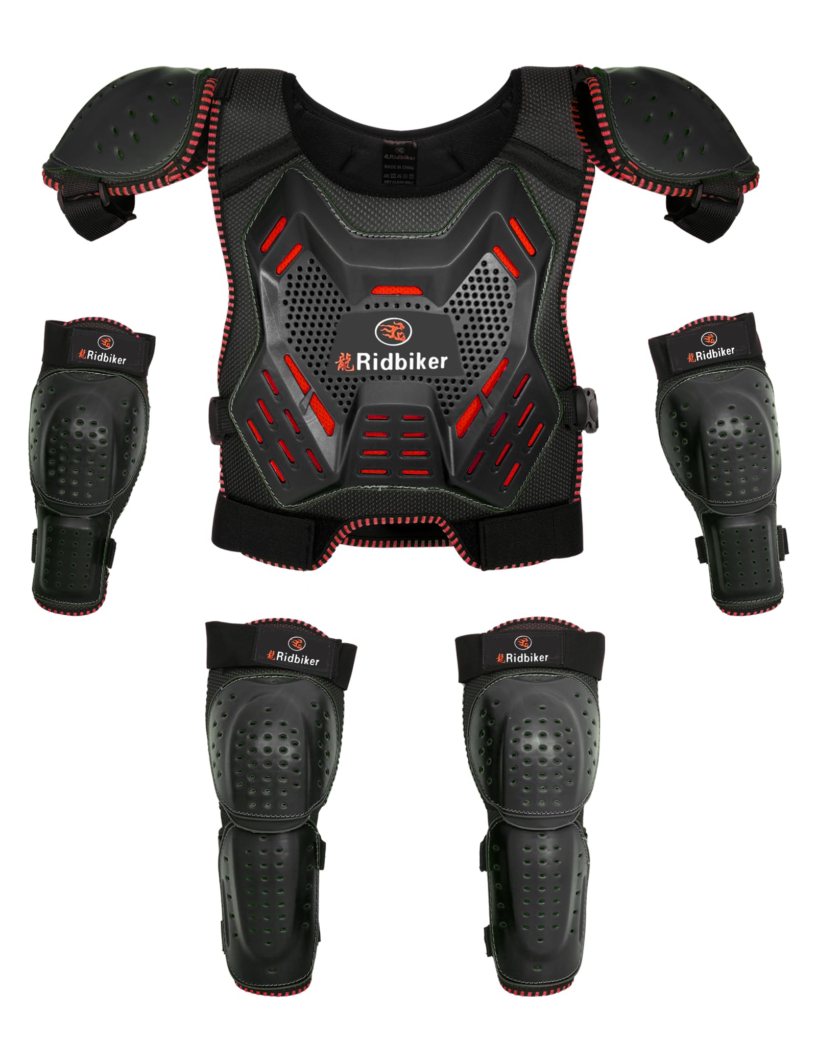 RIDBIKER kids chest protector for dirt bike gear offering impact protection for young riders.