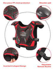 RIDBIKER armor vest with secure straps ensures active youth motocross protection
