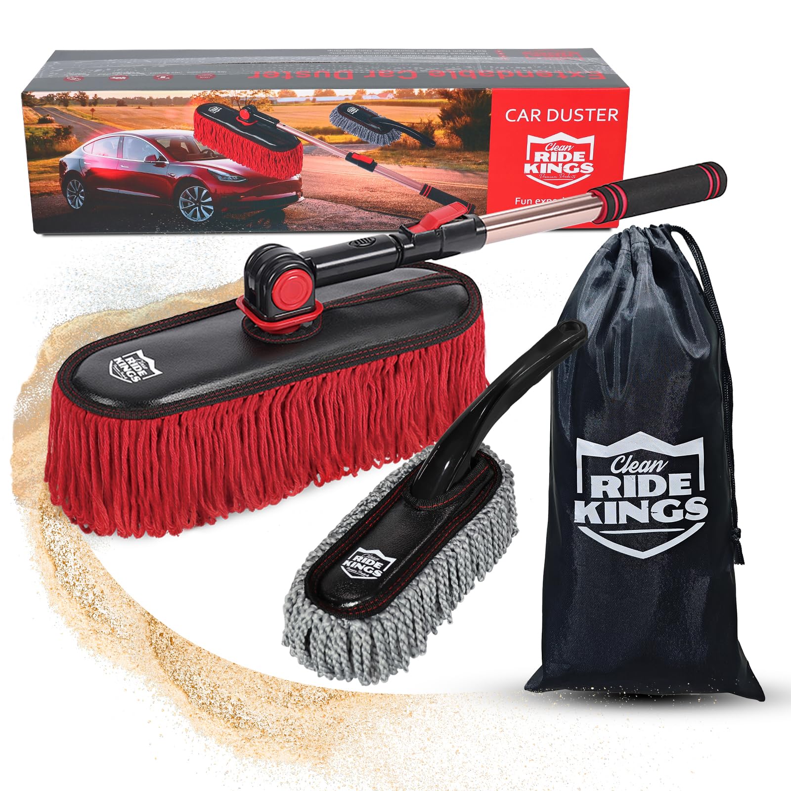 RIDE KINGS car duster with telescopic handle for scratch-free exterior cleaning