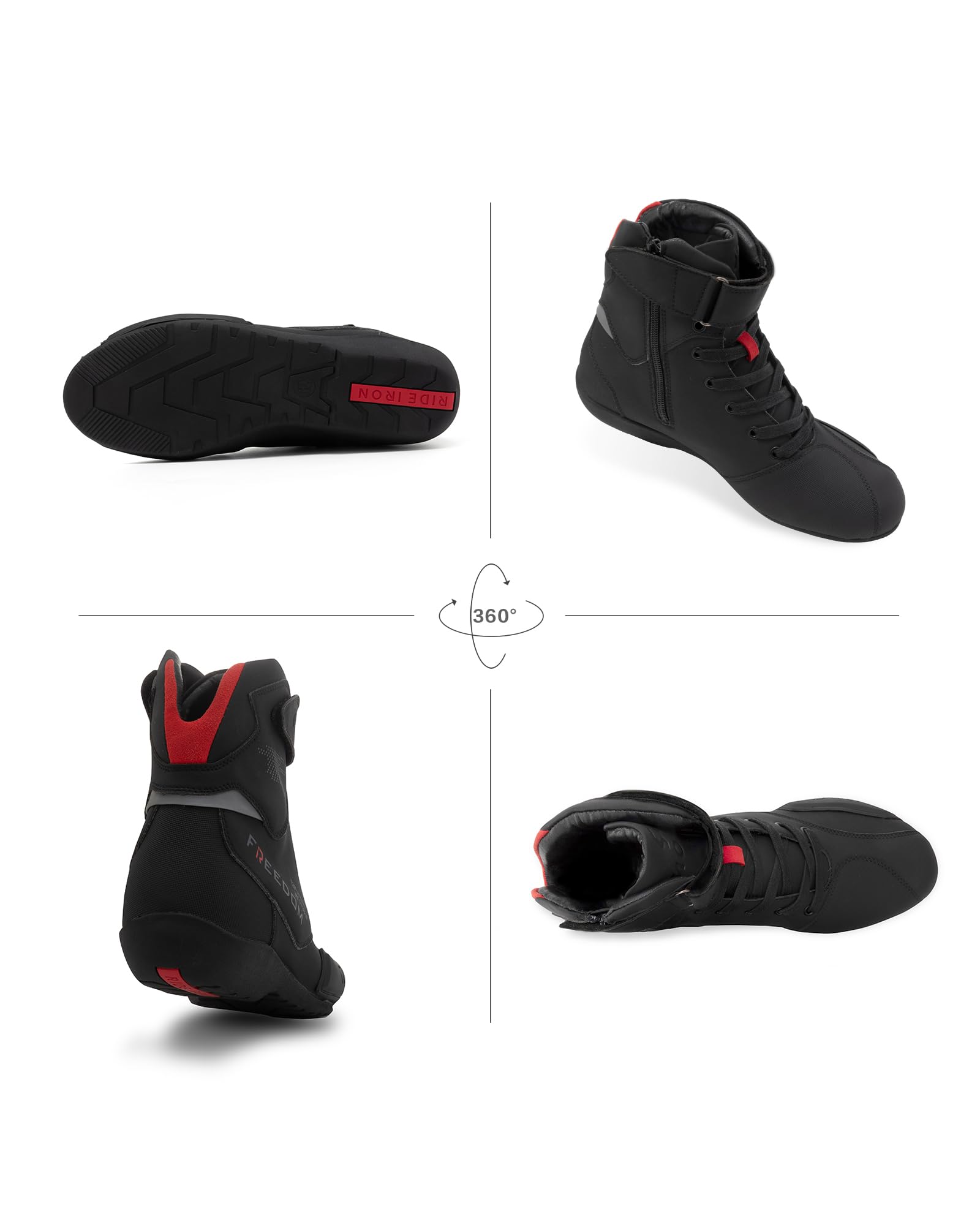 RideIron motorcycle shoes toe area close-up highlighting durability