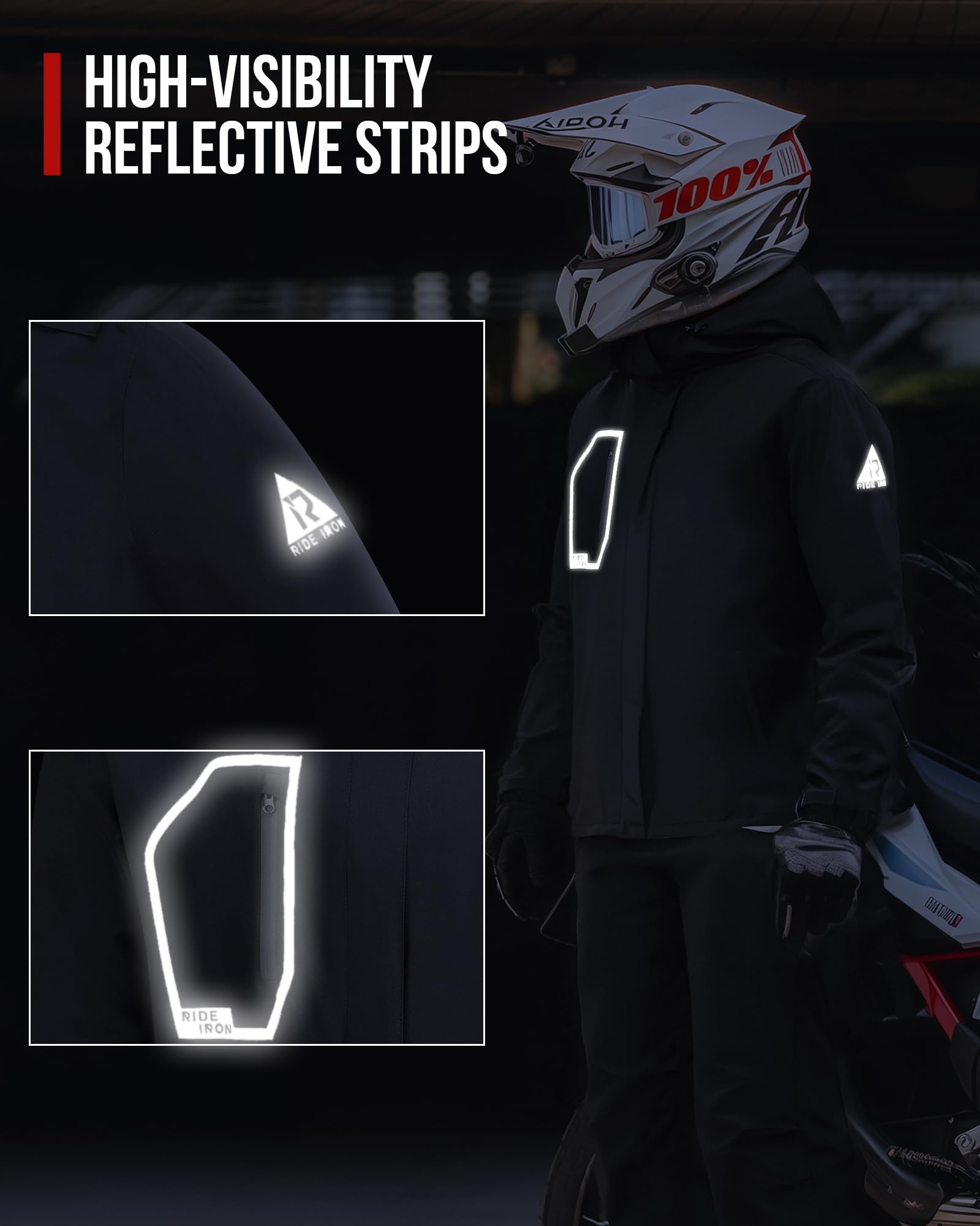 RIDEIRON double-layer flaps block wind and rain for reliable protection
