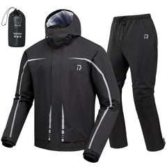RideIron rain suit waterproof jacket with hood protects against sudden showers.