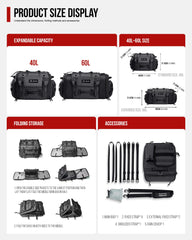 RIDEIRON tail bag MOLLE system for attaching pouches and tools