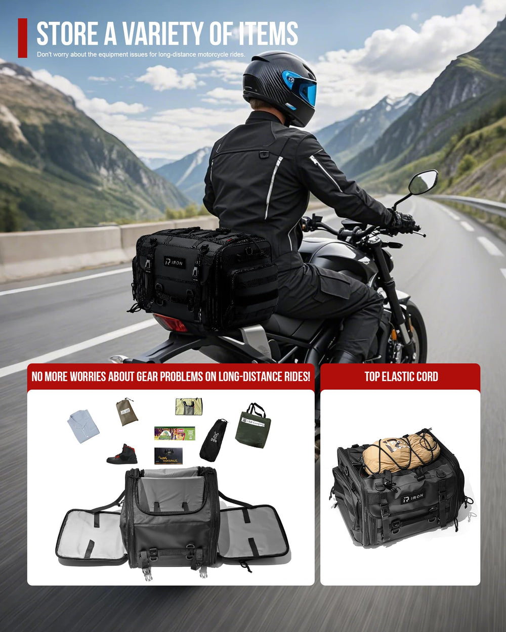 RIDEIRON tail bag rain cover provides waterproof protection