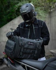 RIDEIRON tail bag side pocket access for quick hydration