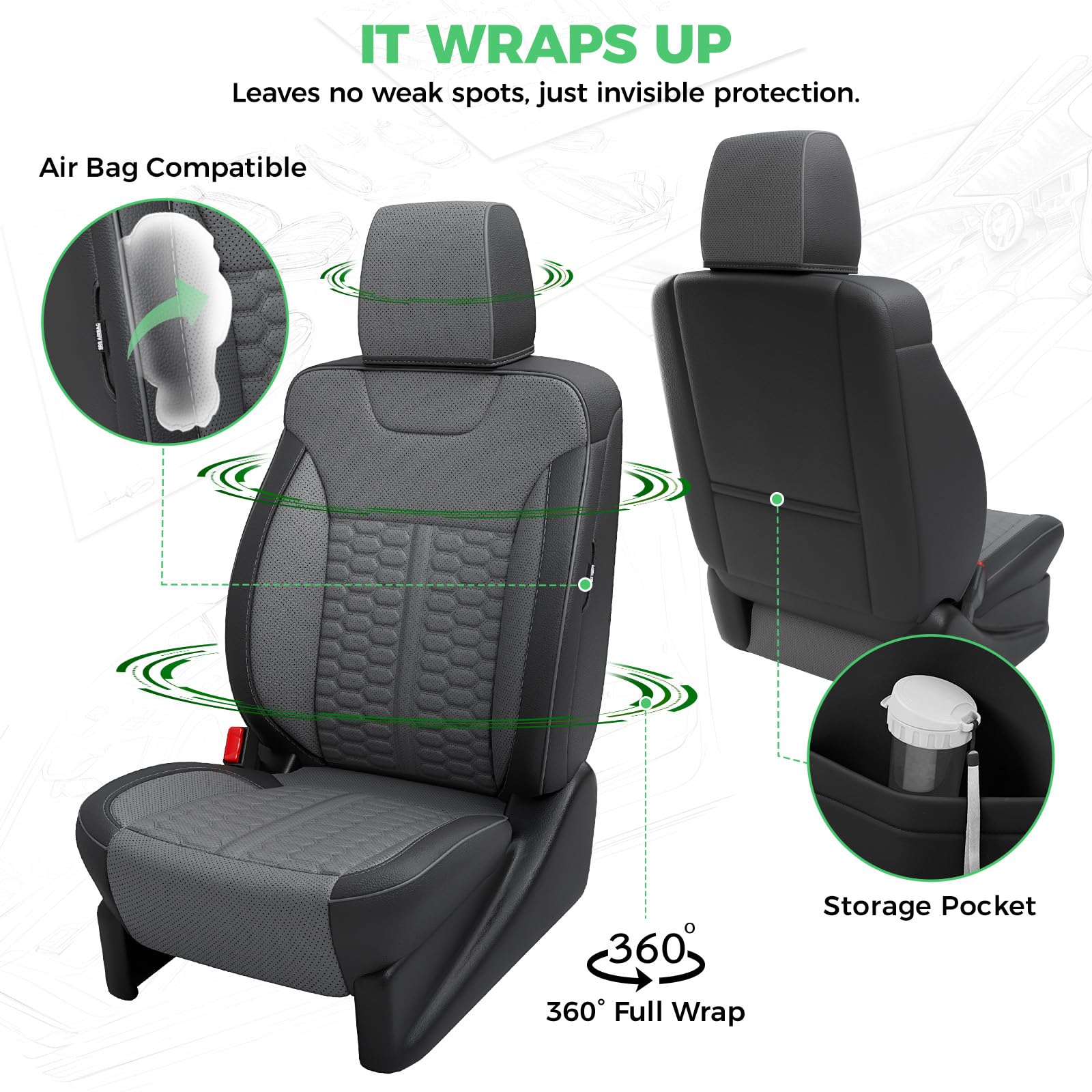 RIDEPOSH front seat cover for Sierra 1500 enhances interior style