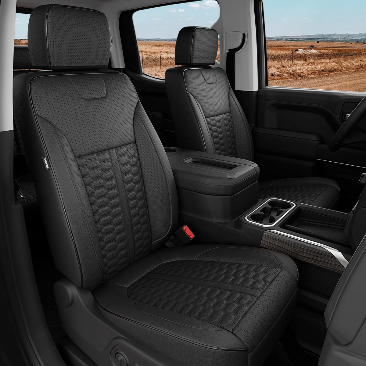 RIDEPOSH custom leather seat cover for Silverado 1500 front protects against spills