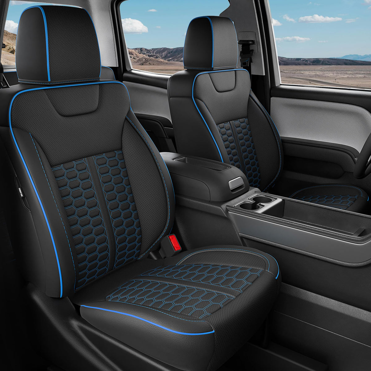 RIDEPOSH custom leather seat cover for Silverado/Sierra Crew Cab with glove-like fit