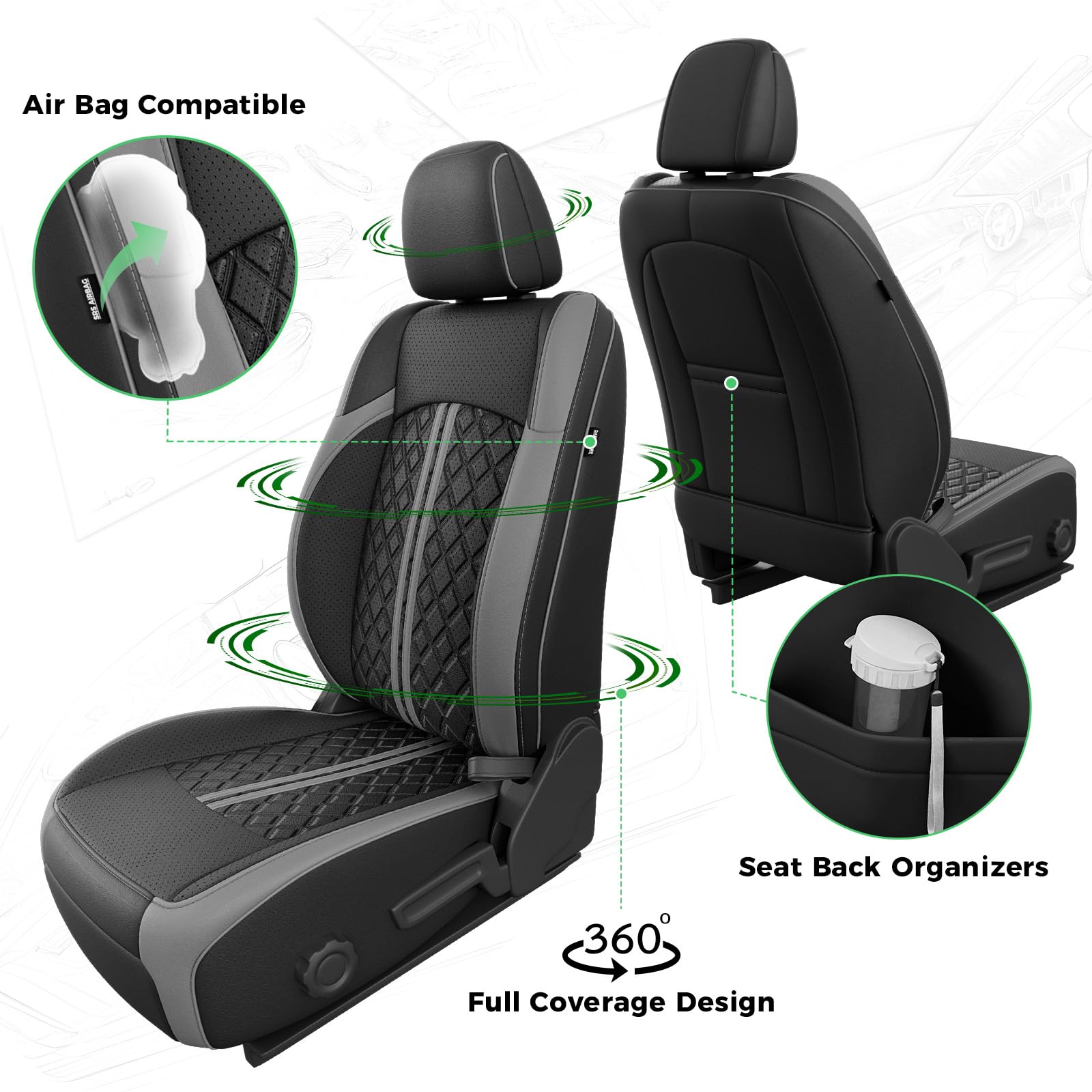 RIDEPOSH faux leather seat protector for four doors adds durable spill protection.