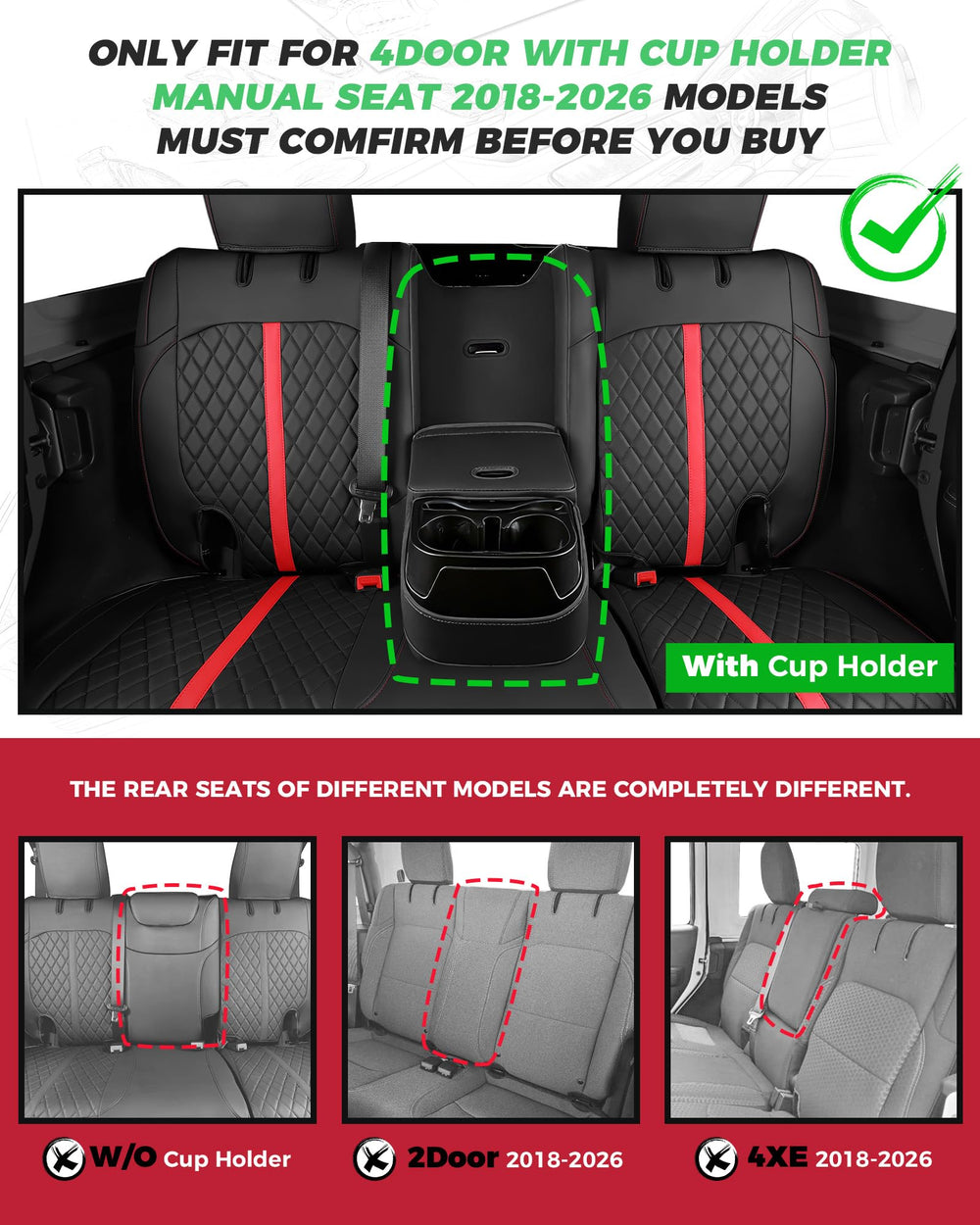 RIDEPOSH 4Door JL front seat covers with precise stitching detail
