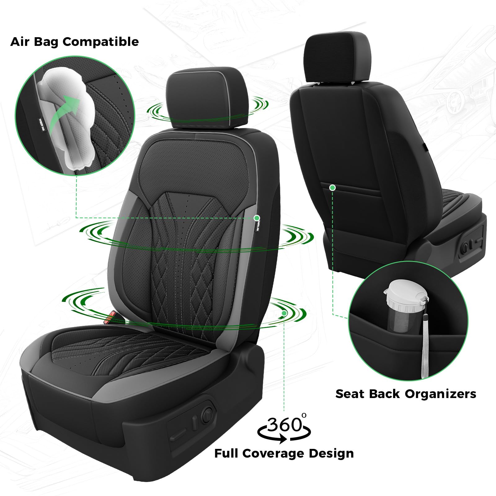RIDEPOSH GMC Sierra front seat cover with airbag-safe design for safe deployment