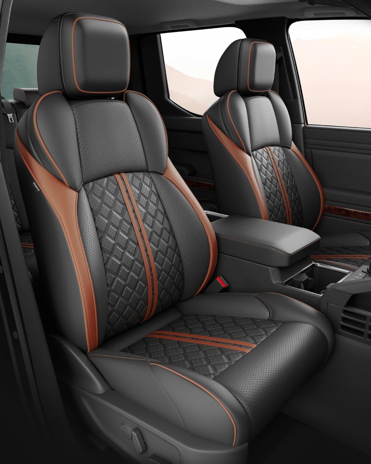 RIDEPOSH Tacoma embossed leather seat covers full set for a premium interior look