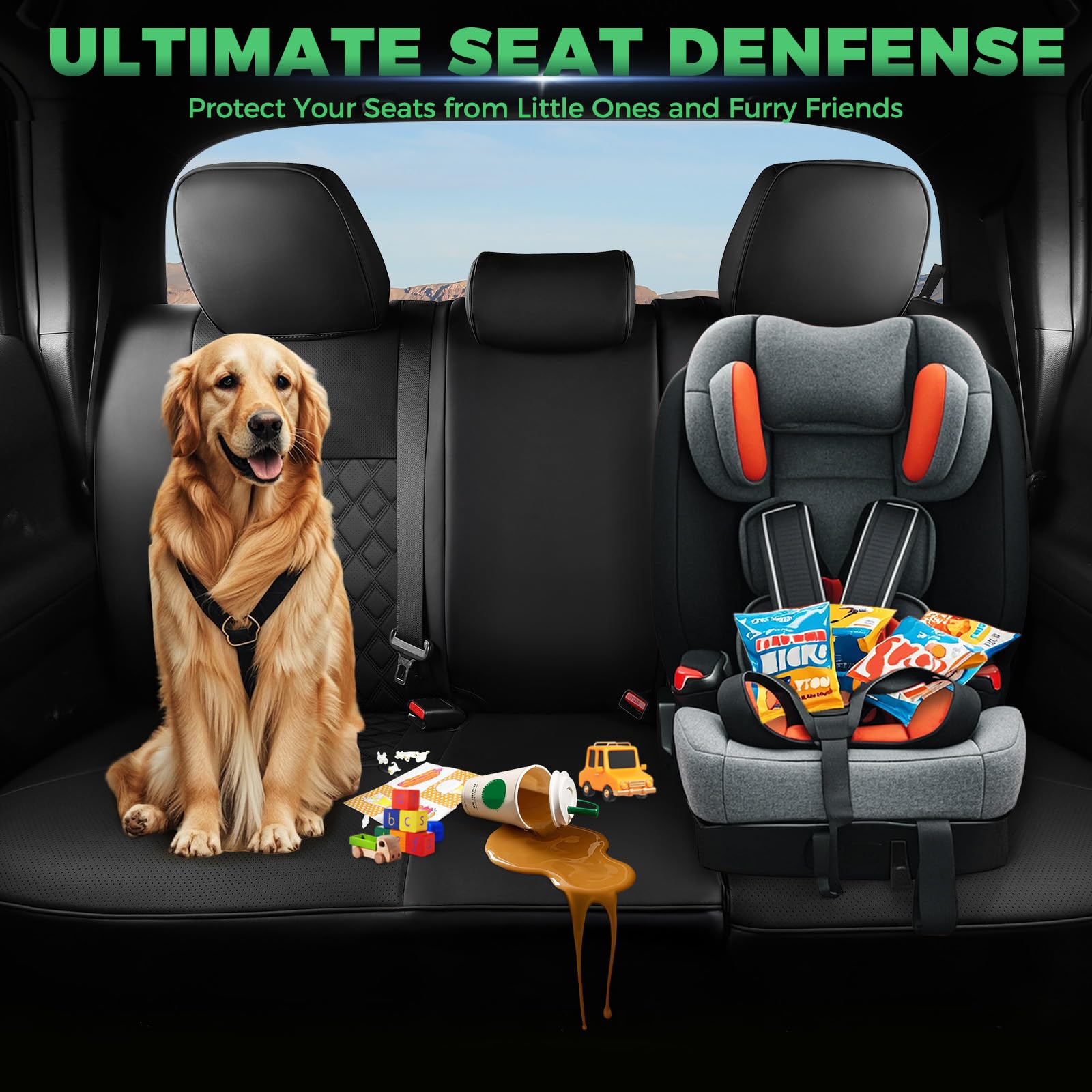 RIDEPOSH easy-clean seat covers simplify spill cleanup