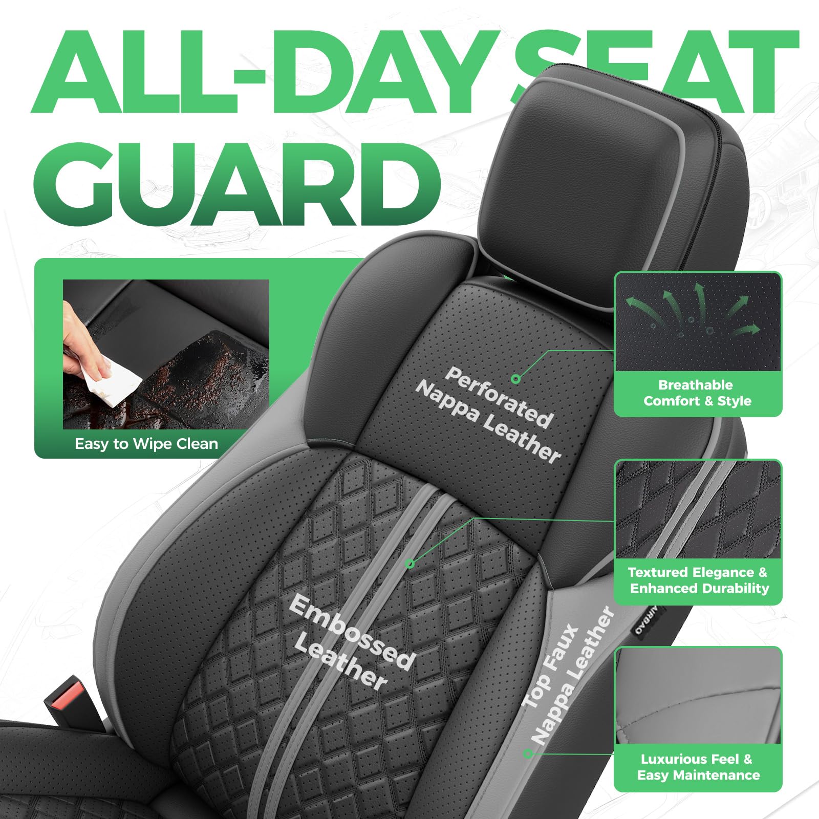 RIDEPOSH durable faux leather protects Tacoma seats from daily wear