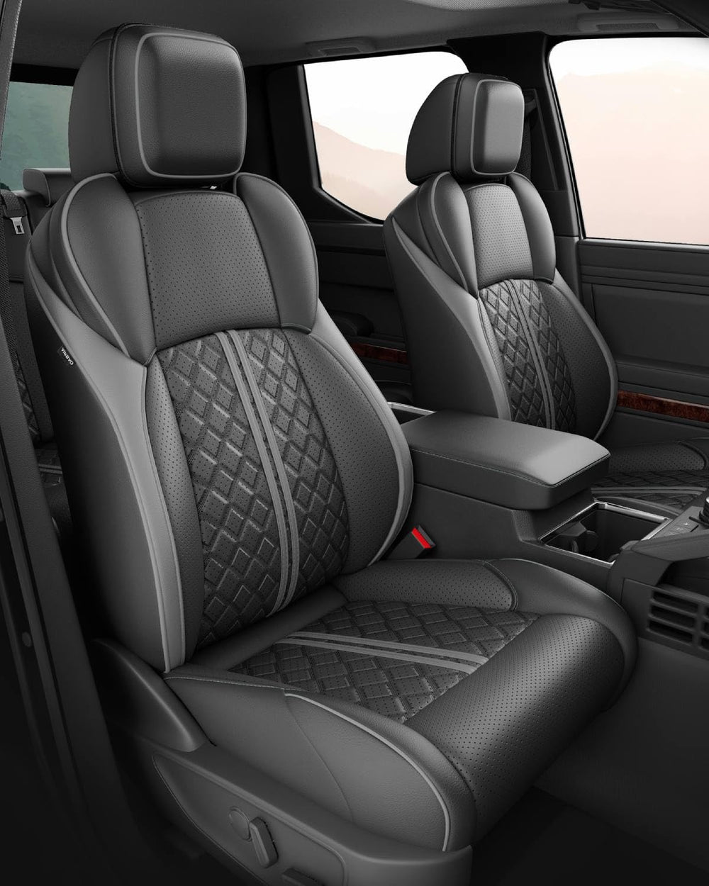RIDEPOSH Tacoma seat covers with embossed leather for a luxury look and protection