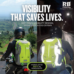 RiderBag helmet holder external net keeps hands free while on the go