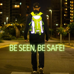 RiderBag urban gear green backpack increases daytime visibility for commutes