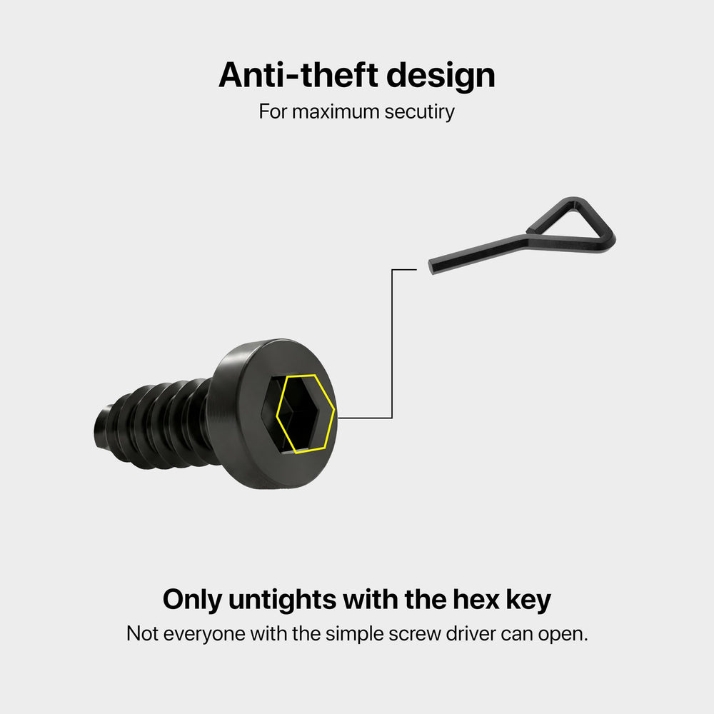 Rightcar Solutions anti-theft black kit adds secure, low-profile style to your plate.