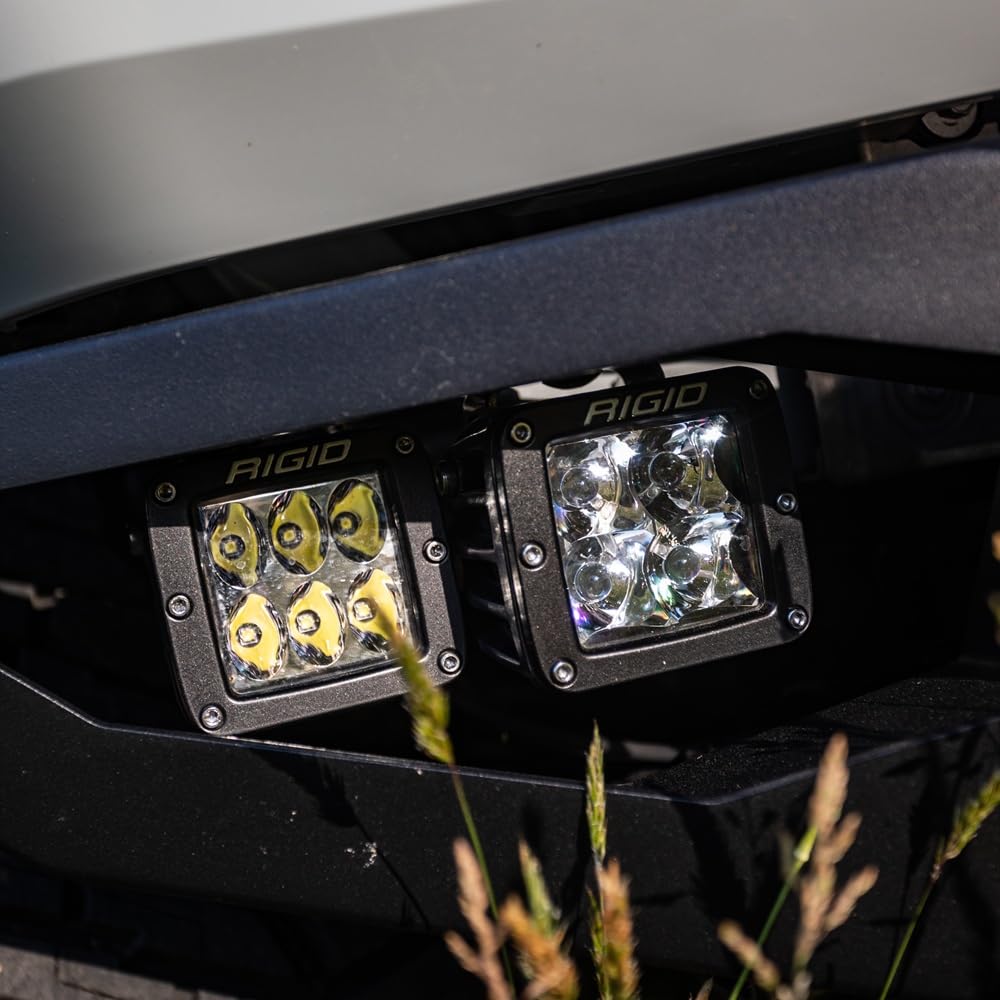 RIGID D-Series PRO flood beam in-action on a vehicle at night
