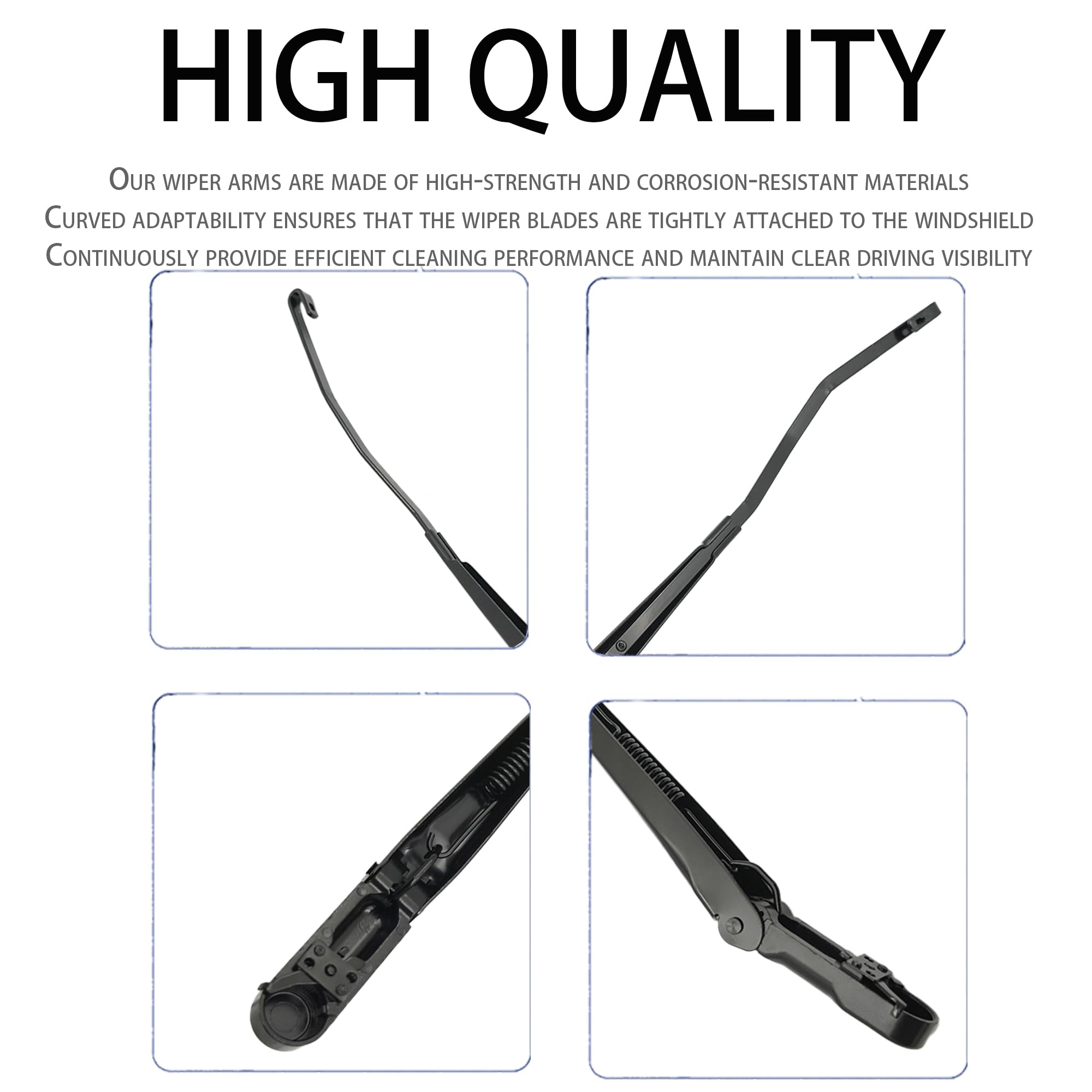 RigidWire wiper arm with corrosion-resistant construction for long lasting use.