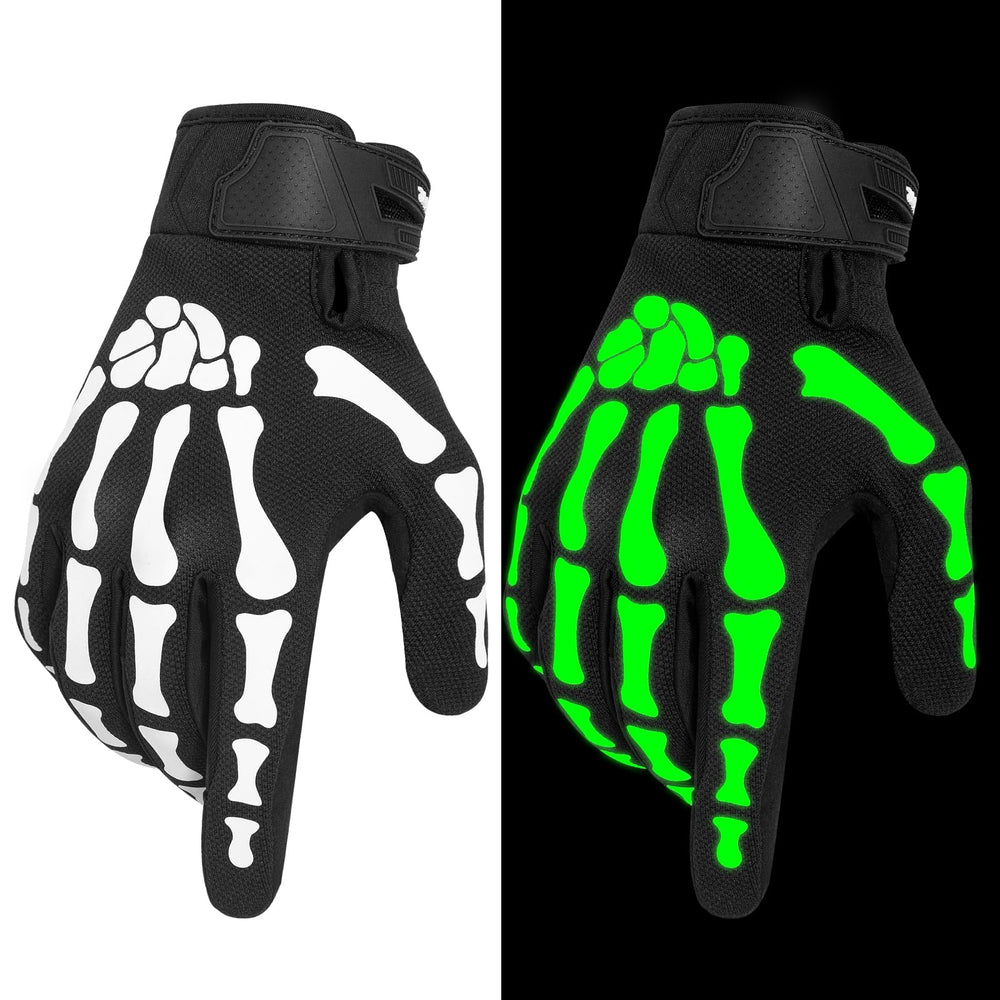 RIGWARL glow-in-the-dark skeleton gloves ideal for night riding and cosplay.