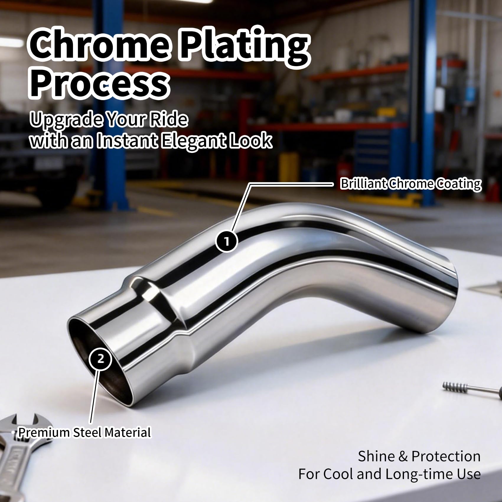 RILMATON exhaust tip clamp included enables quick bolt-on installation