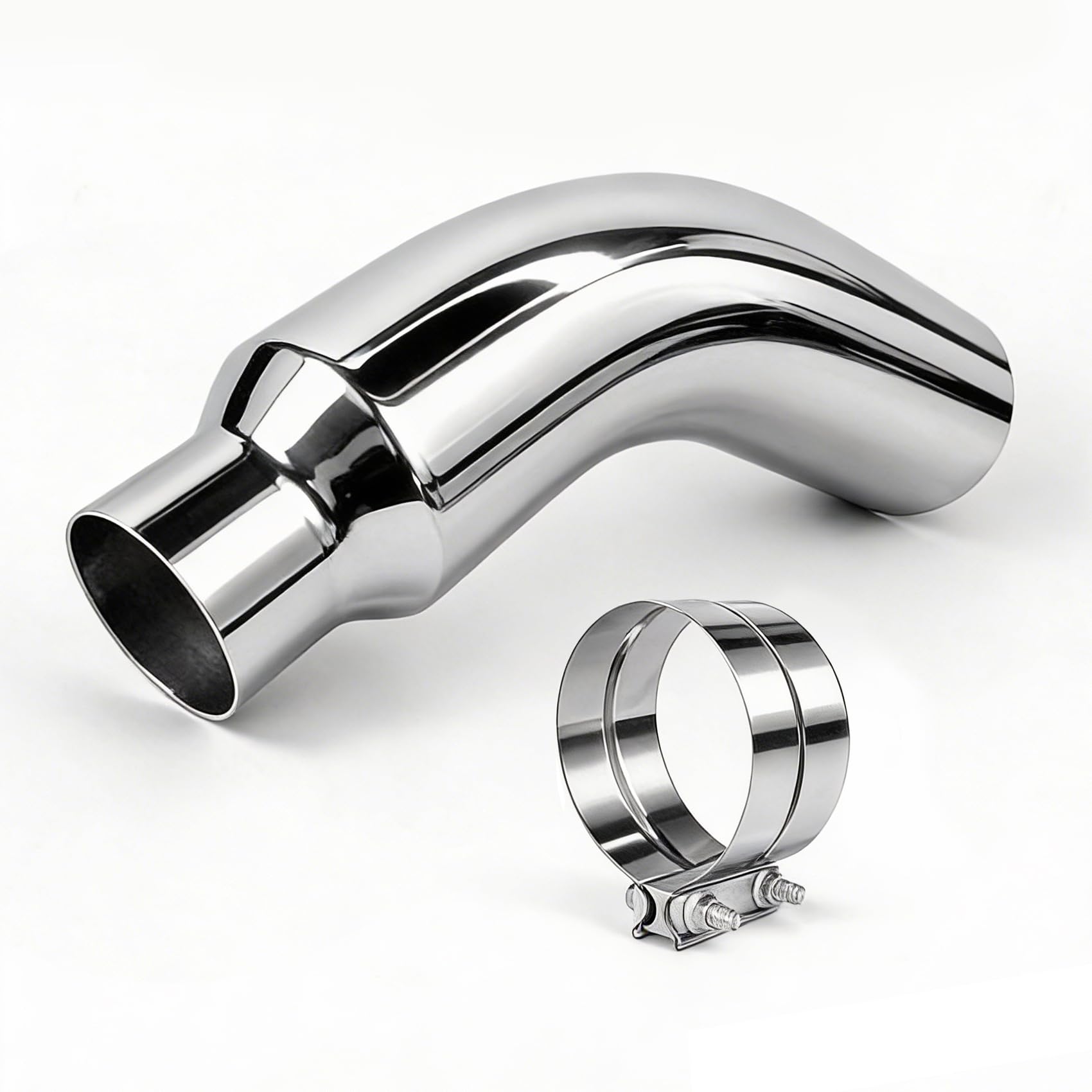 RILMATON chrome exhaust tip universal 4-6 inch elbow enhances look and rust resistance.