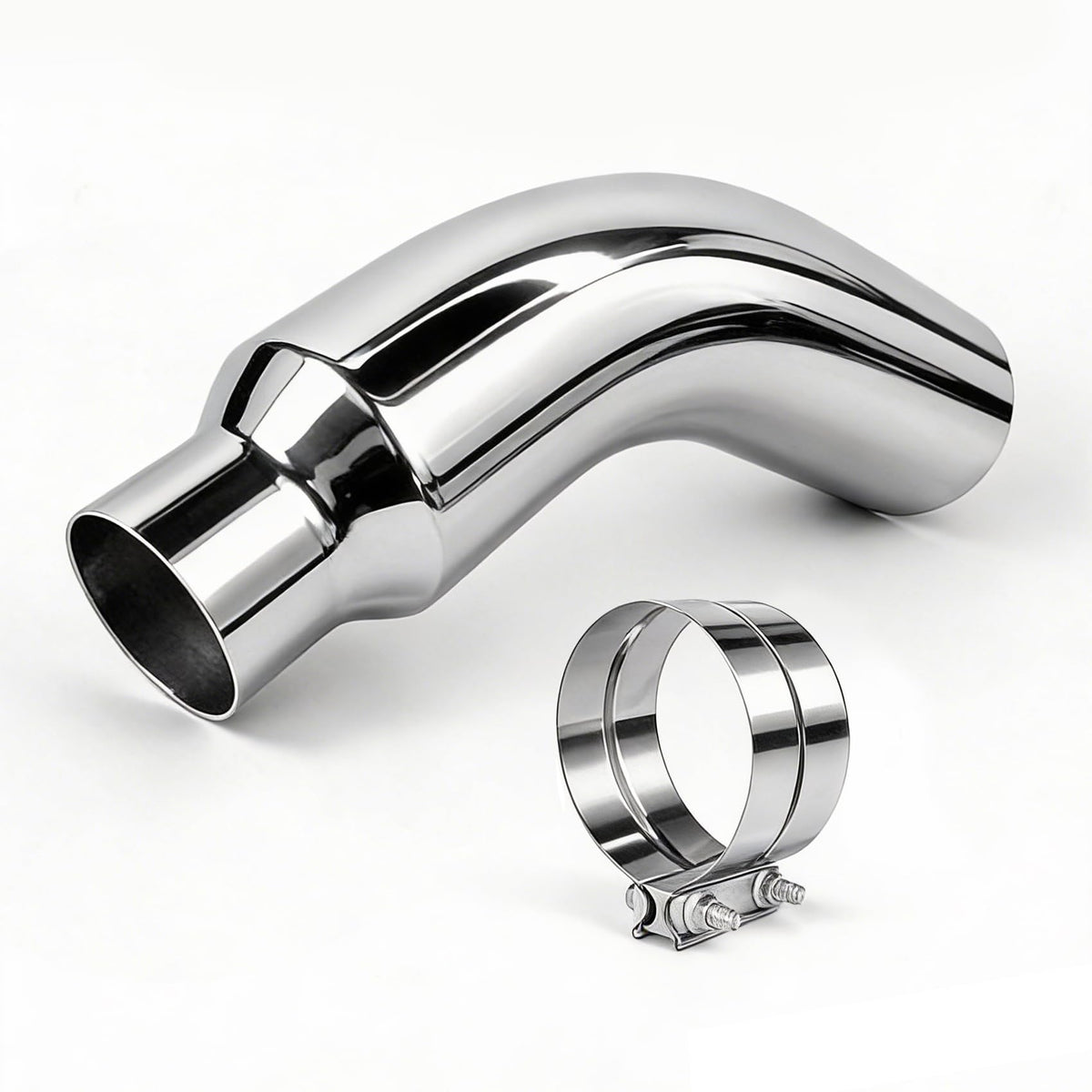 RILMATON chrome exhaust tip universal 4-6 inch elbow enhances look and rust resistance.