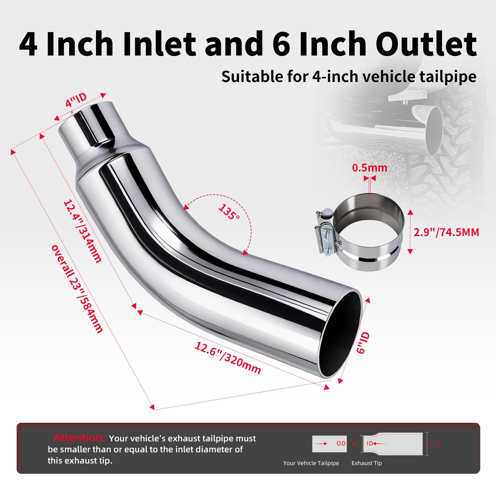 RILMATON fits 4-inch exhaust pipes across cars, trucks, and diesels.