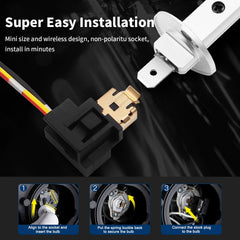 Close-up of plug-and-play Rimthin H1 bulbs for fast installation