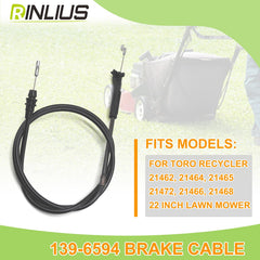 Rinlius 139-6594 brake cable for Toro 21465 Recycler with SmartStow enables smooth operation