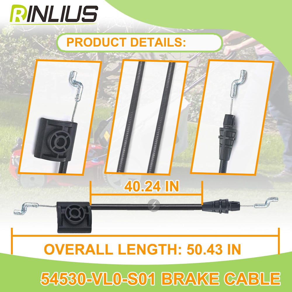 Rinlius Honda 21 inch brake cable on mower shows durable construction for outdoor use