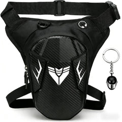 Riomhorry motorcycle leg bag with adjustable strap for secure hands-free storage.