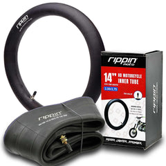 Rippin Moto inner tube TR4 valve close-up for reliable inflation.