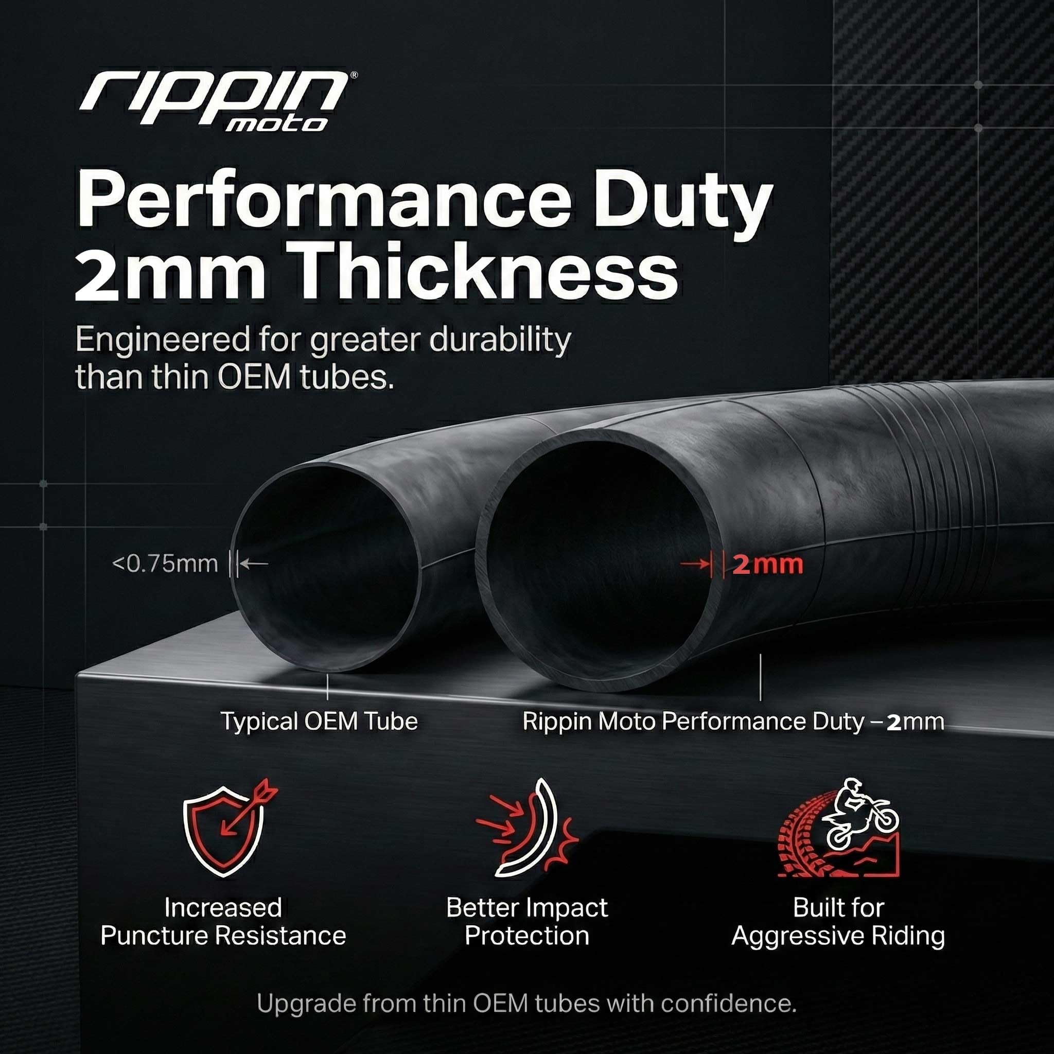 Rippin Moto 2mm thick tube boosts puncture protection without extra weight