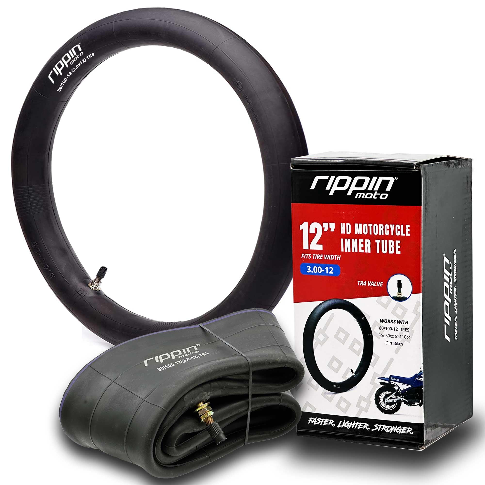 Rippin Moto 3.00-12 inner tube ready for 12 inch dirt bike tires, durable fit
