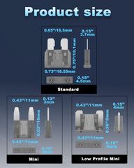 Riseuvo standard fuses with color-coded amps for fast diagnostics.
