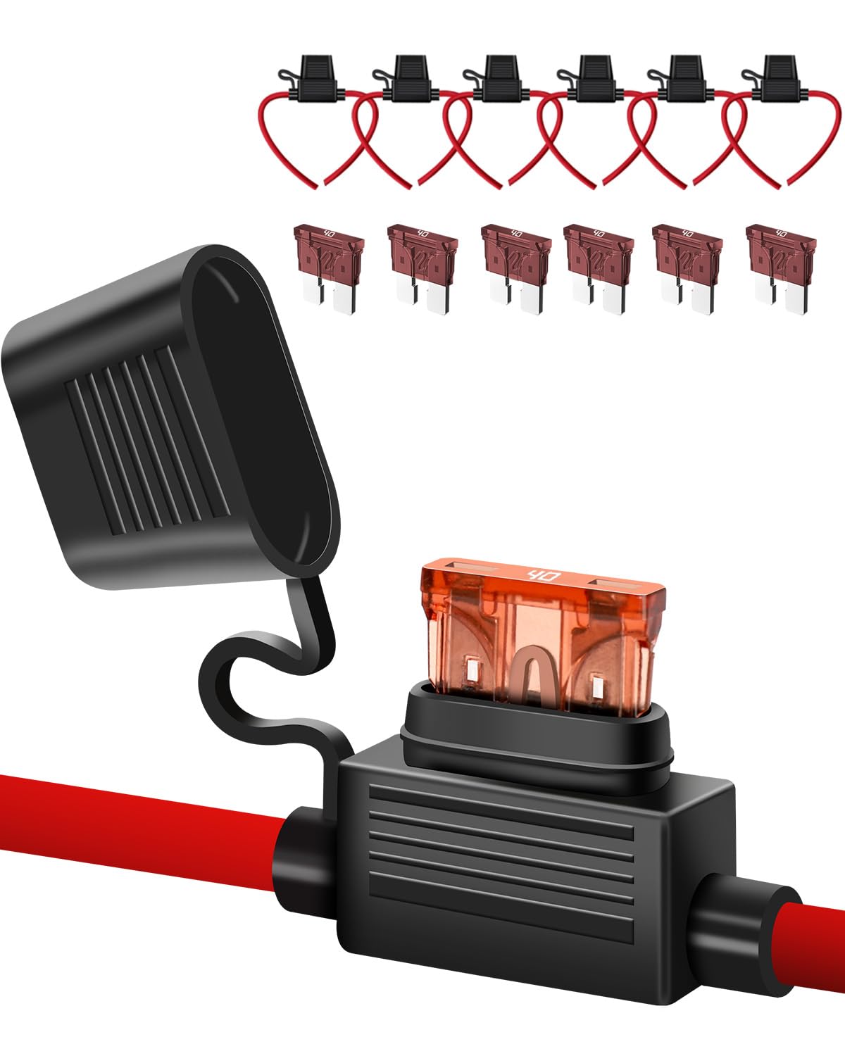 Riseuvo 6-pack 10GA inline fuse holder in 12V system protects circuits.