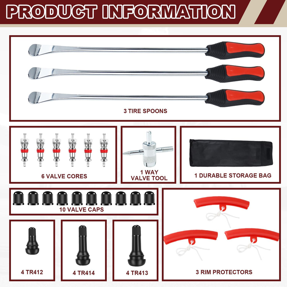 Riseuvo valve cores, caps, and stems arranged for quick tire service use.