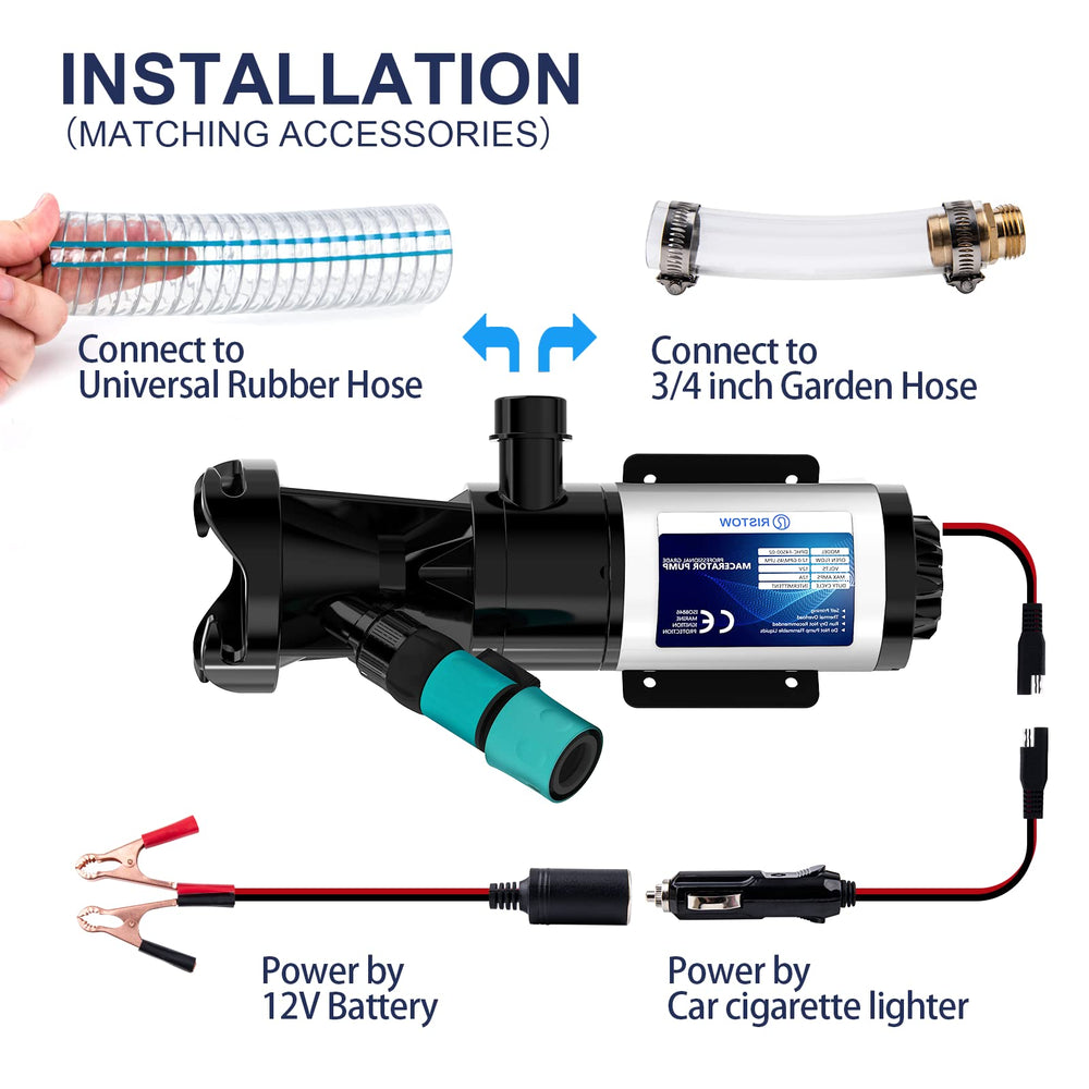 Ristow macerator pump in self-priming mode for easy setup.