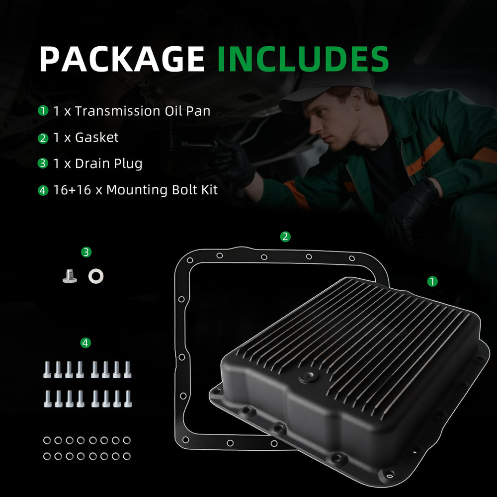 Riyhch GM transmission pan aids cleaner oil changes.