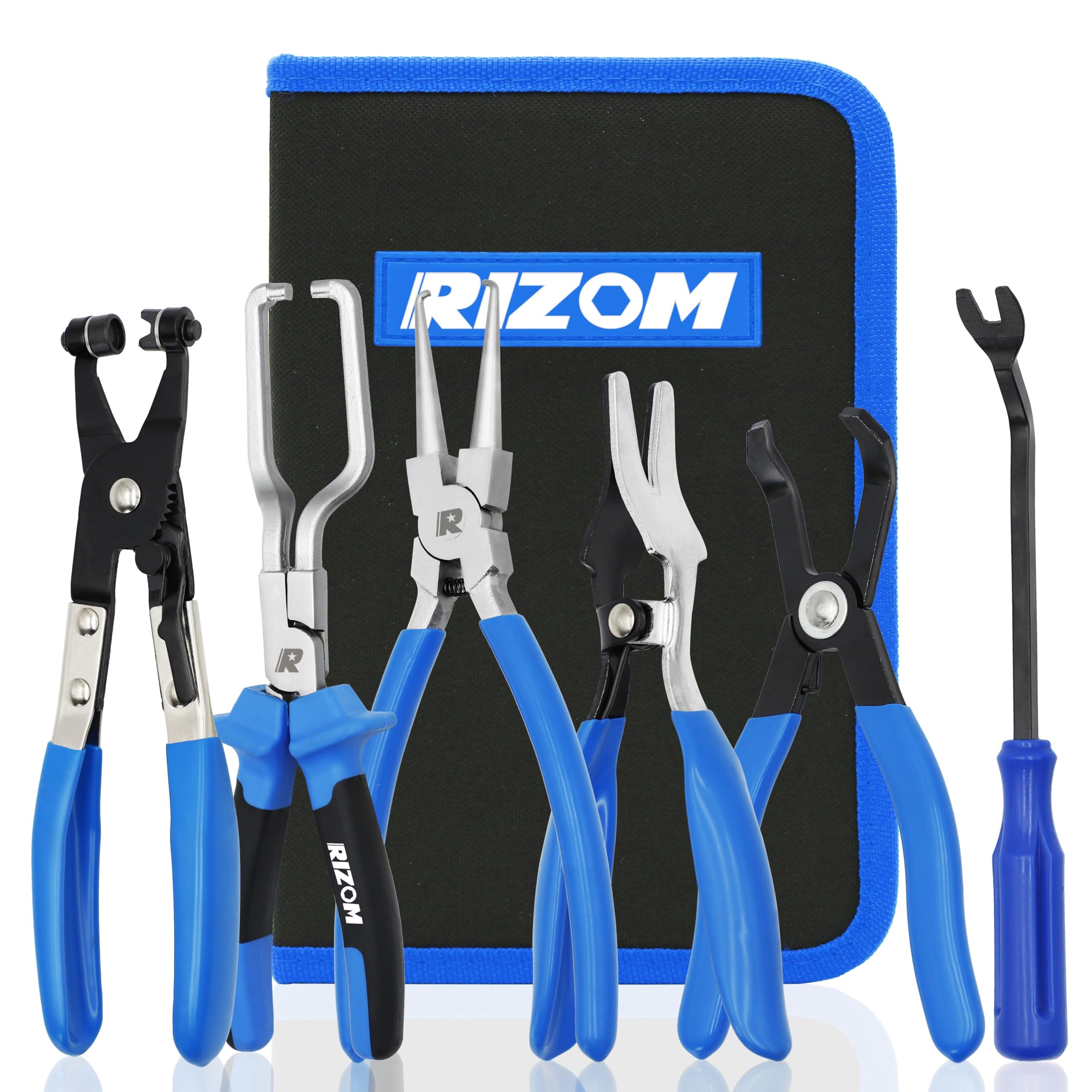 Rizom 6-Piece Fuel Line Pliers Set front view shows a complete auto maintenance toolkit