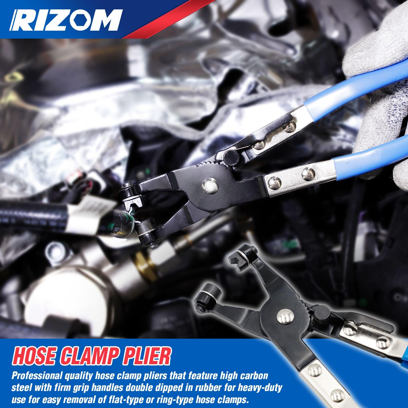 Rizom hose clamp pliers in use demonstrate firm grip for hose clamp removal