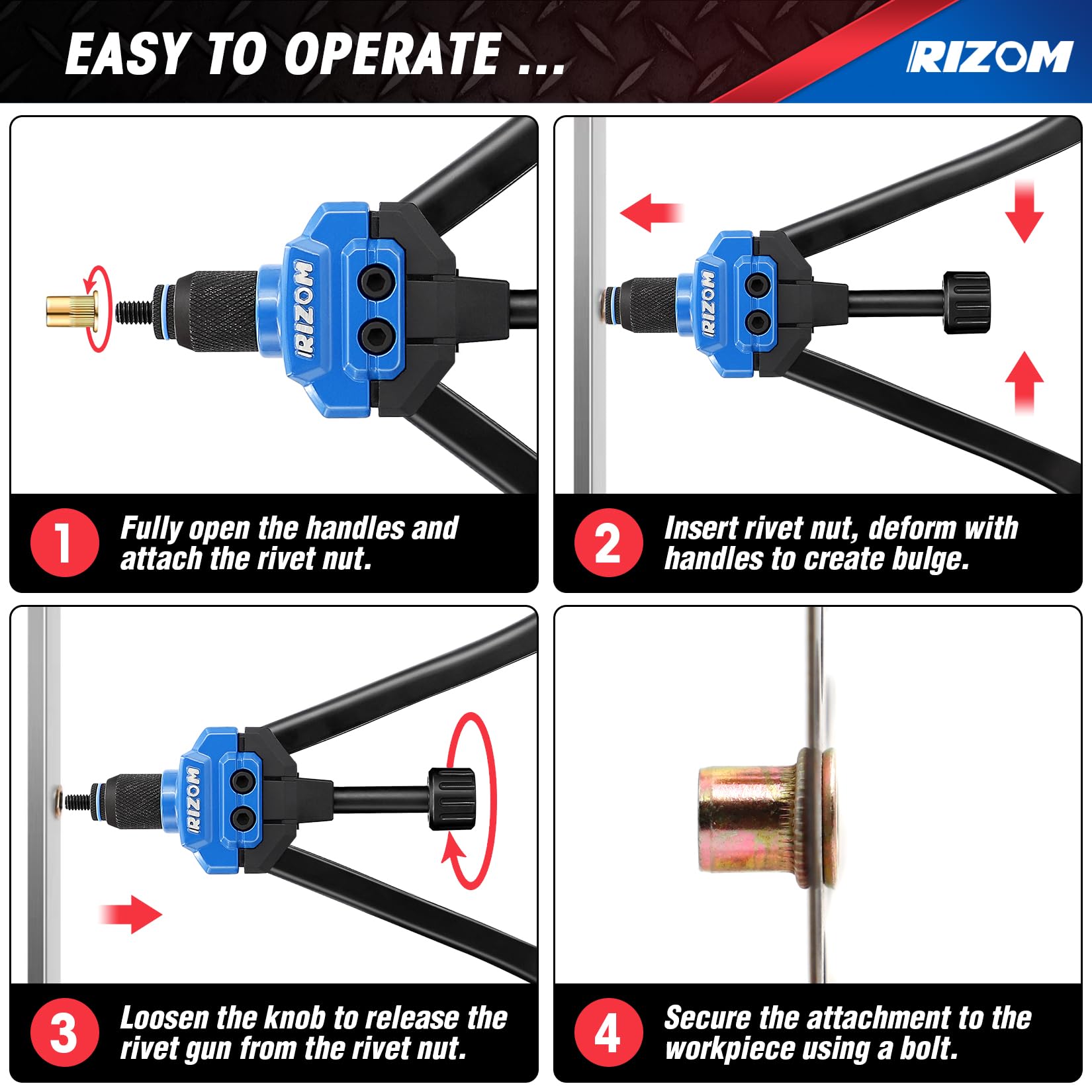 Rizom Rivet Nut Tool applications for DIY and metalwork