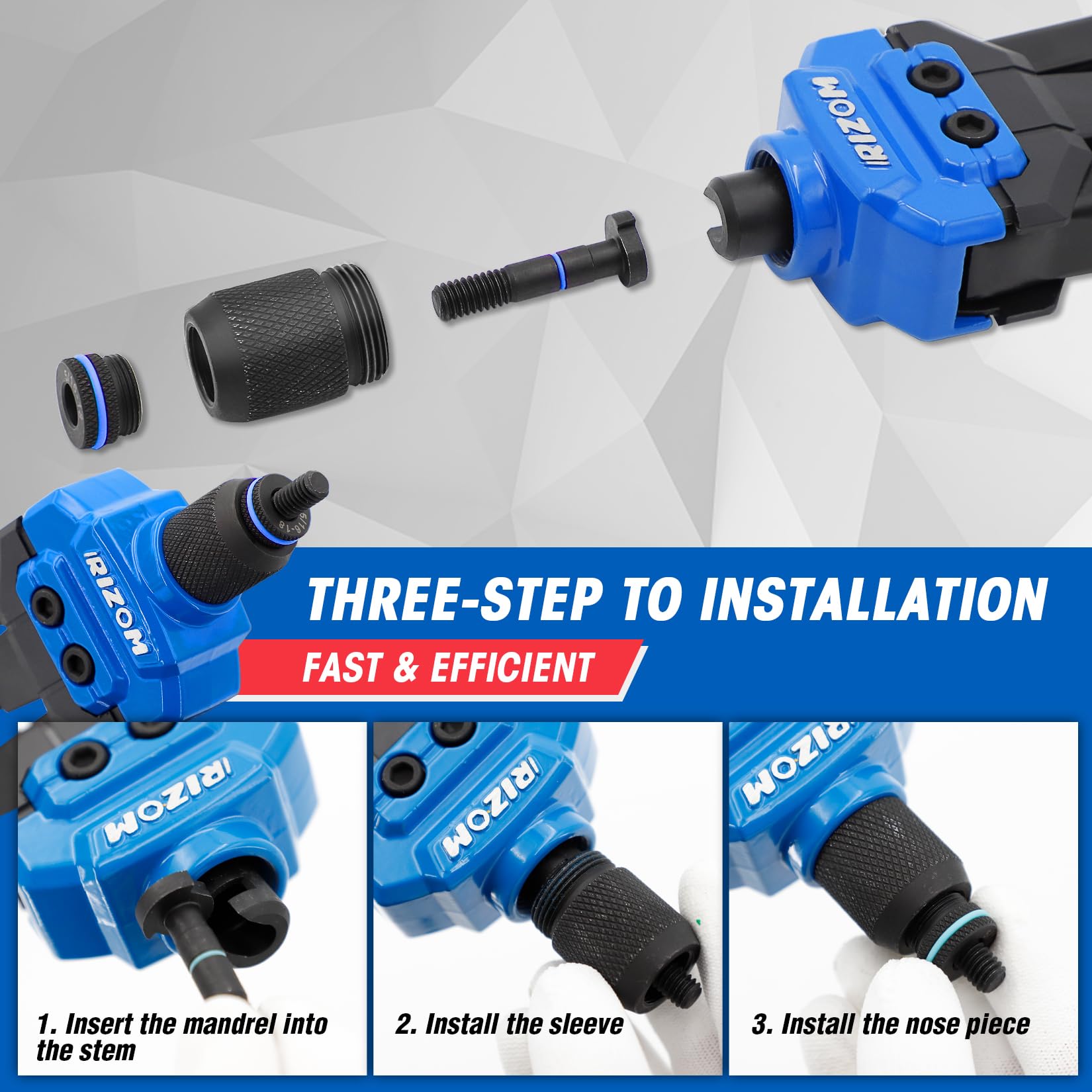 Rizom Rivet Nut Tool quick-change head for swaps