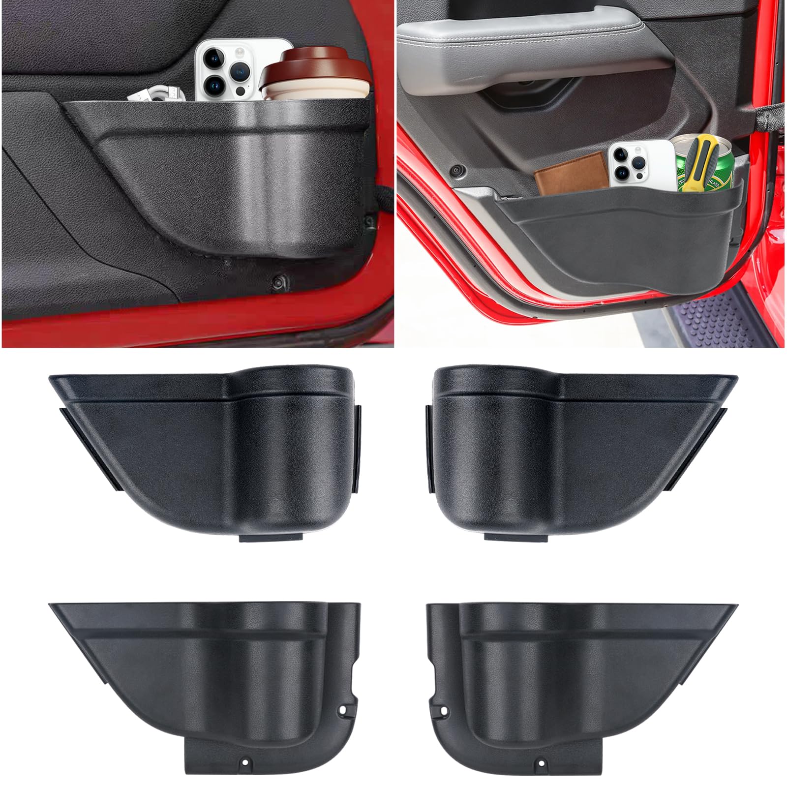 Rizwanjin front door pocket for Jeep Wrangler JK keeps essentials within easy reach.
